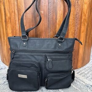 Muliti Sac Ladies, Black Purse 100% Vinyl, black lining, Zippered